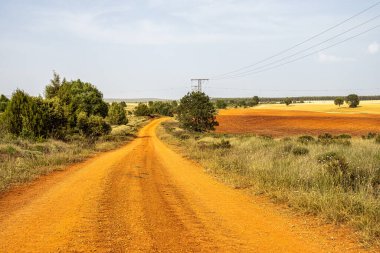 Red soil, remote rural landscape near Caleruega in Burgos province, Spain, Europe