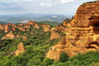 Spectacular landscape of las Medulas, ancient gold mine in Spain. It is unesco world heritage site. Roman mine in El Bierzo county. Cultural landscape.