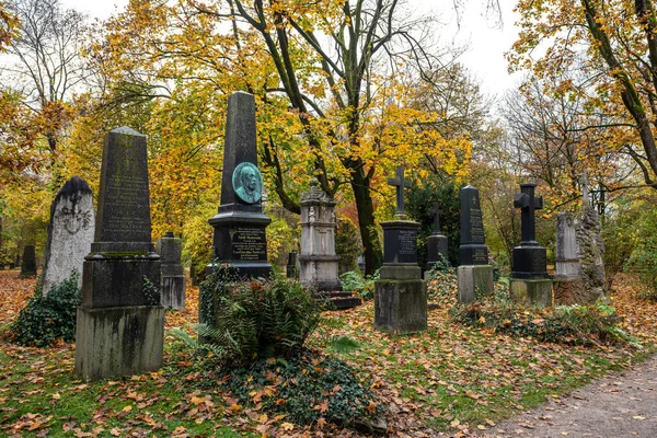 Vista Del Famoso Viejo Cementerio Norte Munich Alemania Con Lápidas — Foto de Stock