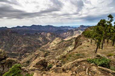 Gran Canaria yürüyüş rotası Cruz de Tejeda 'dan Artenara' ya, Caldera de Tejeda, Gran Canaria, Kanarya Adaları, İspanya