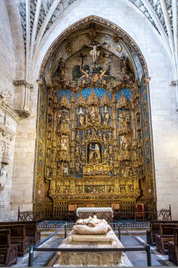 Interior of the Burgos Cathedral in Castilla y Leon, Spain. Unesco World Heritage Site. Erected on top a Romanesque temple, the cathedral was built following a Norman French Gothic model.