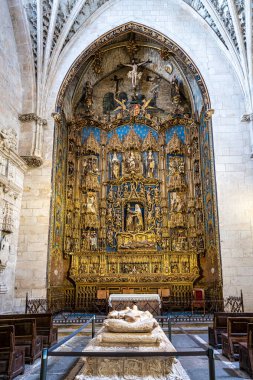 Interior of the Burgos Cathedral in Castilla y Leon, Spain. Unesco World Heritage Site. Erected on top a Romanesque temple, the cathedral was built following a Norman French Gothic model.