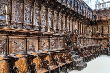 Interior of the Burgos Cathedral in Castilla y Leon, Spain. Unesco World Heritage Site. Erected on top a Romanesque temple, the cathedral was built following a Norman French Gothic model.