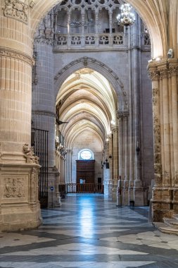 Interior of the Burgos Cathedral in Castilla y Leon, Spain. Unesco World Heritage Site. Erected on top a Romanesque temple, the cathedral was built following a Norman French Gothic model.