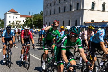 Munich, Germany - Aug 14, 2022: Competitors at the European Championships 2022. Mens Cycling Road Race in Munich, Germany
