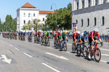 Munich, Germany - Aug 14, 2022: Competitors at the European Championships 2022. Mens Cycling Road Race in Munich, Germany