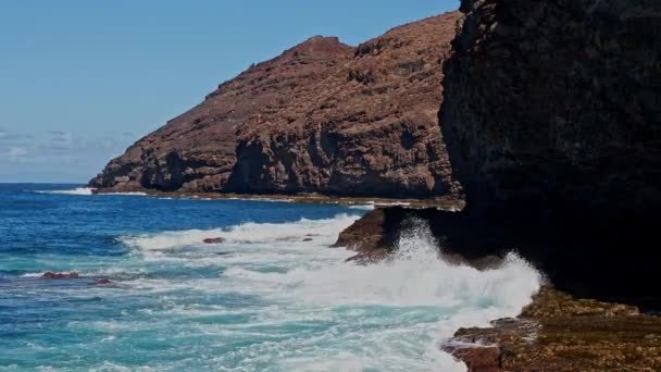 Gran Canaria Kuzey Kıyısı Punta Sardina Burnu Nun Çevresi Güçlü — Stok video