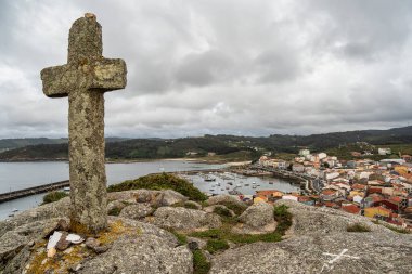 Punta de la Barca, Muxia, Costa da Morte, Galiçya, İspanya 'daki balıkçı köyünde.