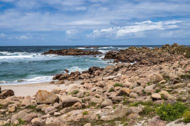 Reira sahilinin manzarası, Camarinas Praia de Reira, İspanya Galiçya