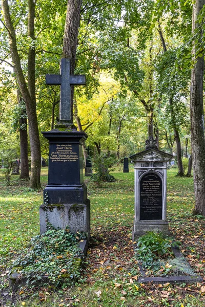 Vista Famoso Cemitério Norte Velho Munique Alemanha Com Lápides Históricas — Fotografia de Stock