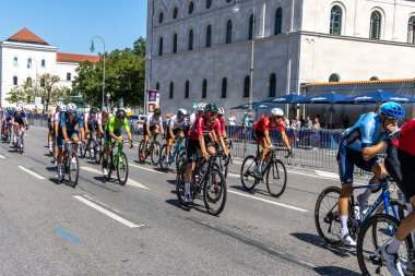 Munich, Germany - Aug 14, 2022: Competitors at the European Championships 2022. Mens Cycling Road Race in Munich, Germany