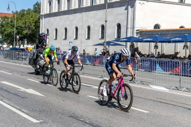 Munich, Germany - Aug 14, 2022: Competitors at the European Championships 2022. Mens Cycling Road Race in Munich, Germany