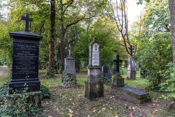 Monachium Niemcy Października 2022 Widok Słynnego Starego Cmentarza Północnego Monachium — Zdjęcie stockowe