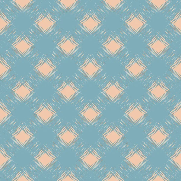 Diagonaal scrim linnen weeft textuur vector patroon. Naadloze duotone blauw roze geweven garen effect achtergrond met gekrabbelde strengen van overlappende schuine lijnen. Close up faux cotton textuur voor wellness. — Stockvector