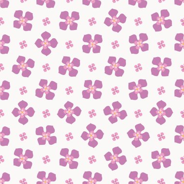 Buda çiçeği kusursuz vektör desenli arka plan. Kelebek çalısı olarak bilinir. Beyaz arka plana serpilmiş pembe yapraklar. Zarif bahçe tekrar çiçek açıyor. Bahar mevsimi için botanik baskısı..