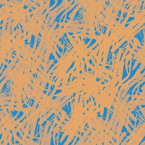 Болезненно-гессенская текстура волокна вектор бесшовный фон шаблона. Фон с фрагментами синей и оранжевой пряжи в стиле ткани. Крисс пересекает сетку хлопчатоткацкий материал повторить — стоковый вектор