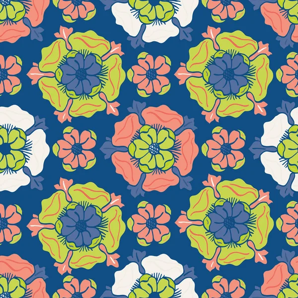 Μεσαιωνικό ροζ διάνυσμα μοτίβο αδιάλειπτη φόντο. Azulejo κεραμίδι στυλ φόντο ζωγραφισμένα στο χέρι μοτίβα λουλουδιών. Μπλε κόκκινο πράσινο λευκό χρώμα. Γεωμετρική βοτανική διακοσμητική σχεδίαση. Arabesque floral επανάληψη — Διανυσματικό Αρχείο