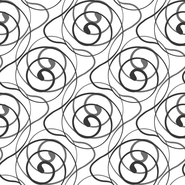Stylisé style art déco spirale motif vectoriel fond. Monochrome fond abstrait avec chevauchement reliant tourbillon motifs.Élégante répétition avec des formes ondulées encrées. Conception conceptuelle pour la connexion — Image vectorielle