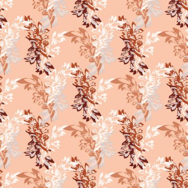 Acanthus yaprağı vektörsüz şablon arka planı. Sanat ve zanaat üzerine modern bir bakış açısı. El yapımı yapraklar arka planda. Pembe renkli şık botanik tasarımı. Çapraz şebeke etkisi tekrarlanıyor. Sağlığın için.