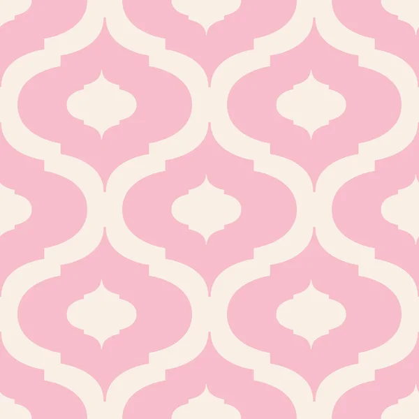 Римский ogee абстрактный вектор бесшовный фон шаблона с удлиненными формами. Элегантный геометрический фон из розового и крема. Современный ситрический стиль повторяется для летнего отдыха, велнеса, ребенка — стоковый вектор