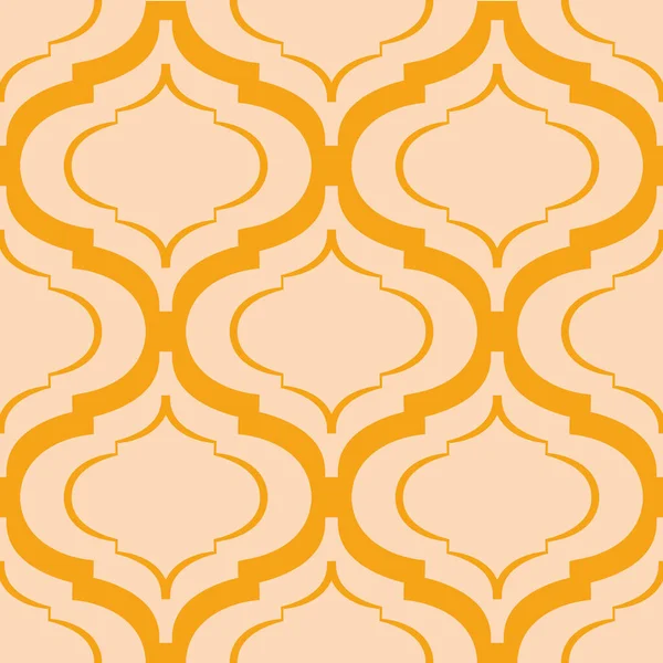 Romain ogee vecteur abstrait fond de motif sans couture avec des formes allongées. Élégante toile de fond géométrique en pastel et orange. Style symétrique moderne répéter pour les vacances d'été, bien-être, bébé — Image vectorielle