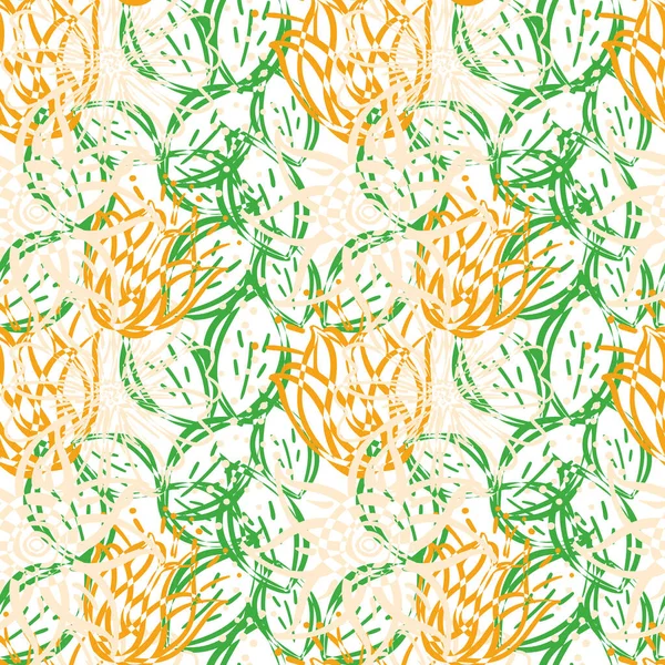 Abstract wild meadow flowers and leaves seamless vector pattern background. Botanical tropical florals texture textural backdrop.Line art style overlapping outline floral motifs.. Modern repeat print — Vettoriale Stock