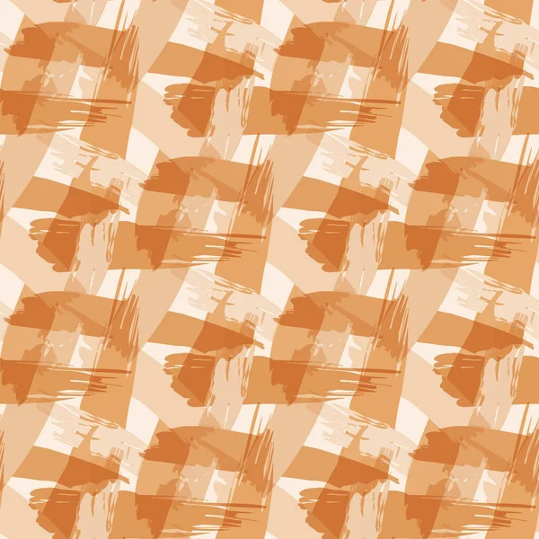 Basket weave vector seamless pattern background. Loose organic painterly brush stroke blend backdrop. Ochre faux watercolor rough rattan fabric style. Irregular crinkle cloth texture print for summer. — Stock Vector