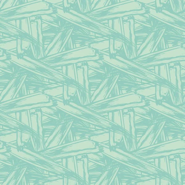 Corte de madera abstracto estilo Bauhaus de los años 20. patrón de tejido de cesta. Fondo de vector sin fisuras. Formas dentadas en negrita en la superposición de diseño cruzado entrecruzado.Fondo de grabado de imitación azul. Summery vintage repetir — Vector de stock