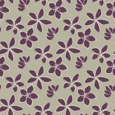 Yasemin çiçekli vektör kusursuz şablon. Çizgili sanat eserleri çiçek başları, çiçekler, taç yaprakları. Mor gri arka fon. Tıbbi şifa tesisi için botanik tekrarı. Güzellik için her yere basın.