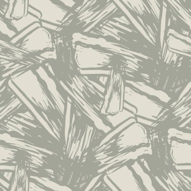 Soyut ahşap kesim 1920 Bauhaus tarzı. Kusursuz vektör kalıbı. Keskin kenarlı, çakışan çapraz çizimde tırtıklı şekiller. Tarafsız sahte oyma. Grunge klasik tekrarı