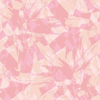 Abstract painted vector glitch style seamless pattern background. Duotone pink cream backdrop with overlapping bold brush strokes. Scribble imperfect texture blend Checkered effect with sharp shapes