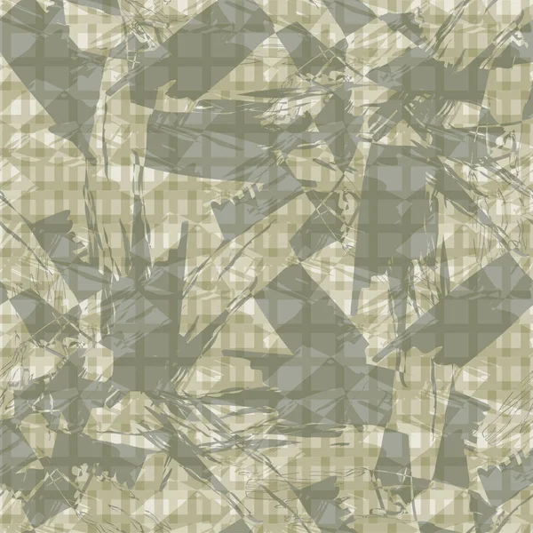 Abstract painted vector glitch style seamless pattern background. Neutral backdrop with overlapping bold brush stroke and burlap overlay blend. Scribble imperfect texture all over print — Stockvektor