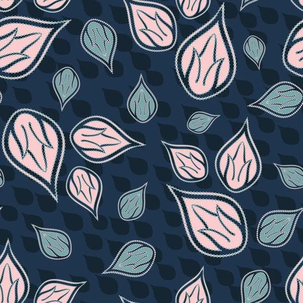 Fond abstrait moderne stylisé pétales éparpillés. Modèle vectoriel sans couture. Floraison florale isolée décorative en bleu rose sur fond texturé. Flore botanique dessinée à la main répéter. Imprimé partout — Image vectorielle