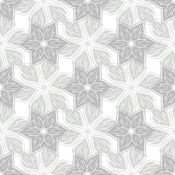 아 줄레 조 스타일의 현대 추상적 인 꽃송이 헤드들은 바 다 없는 벡터 패턴이다. 정기적으로 손으로 그린 꽃무늬의 중간색 은색 배경. 아라비아 꽃들은 기하학적 인 식물상의 반복을 형성 한다 — 스톡 벡터