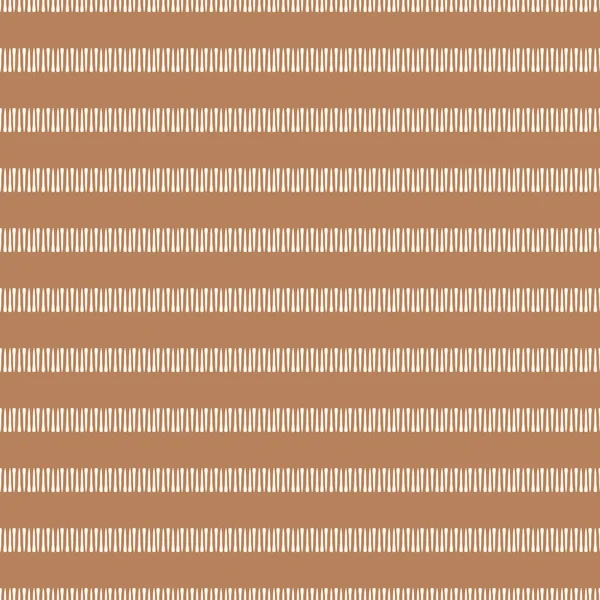 반듯 한 스레드 스타일 줄무늬 벡터 패턴 무결 한 배경. 바늘꿰 기는 수평적 인 줄무늬 효과를 낸다. 단순한 수놓기 바느질은 이노 체르 갈색 과 흰색을 반복 한다. 사방에 있다 — 스톡 벡터