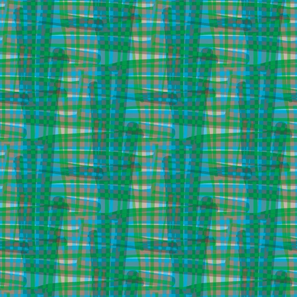 Vector hamis kockás vászon akvarell hatás zökkenőmentes minta háttér. Szálas textúra szövet stílus kék zöld kevert háttér. Szövött vászonvászon design. Modern pamutszövött anyag mindenütt nyomtatott — Stock Vector