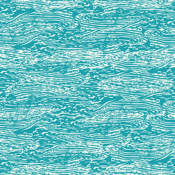 Grunge abstrait tourbillon d'eau vecteur fond de motif sans couture. Dense blanc étirement lignes ondulées horizontales sur fond bleu aqua. Peinture stries texture design.Ocean effet de surface partout imprimer Illustration De Stock