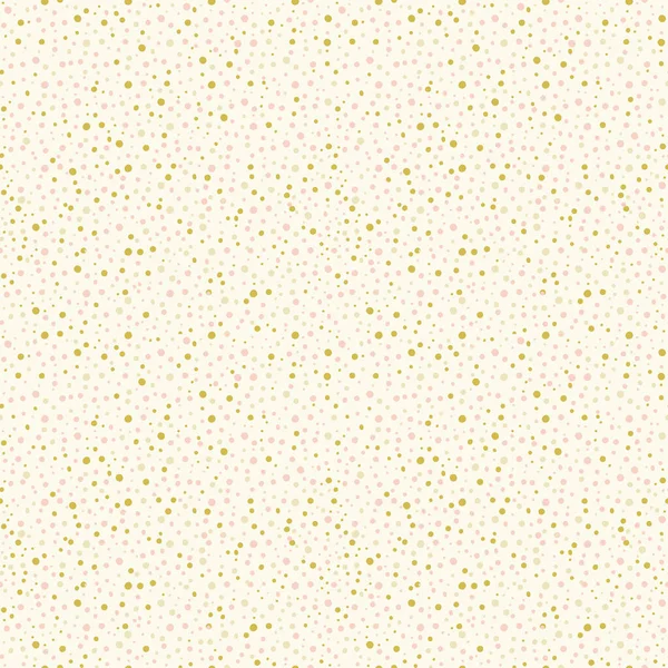 Cute polka dots seamless vector pattern background. Random painted pastel pink, gold, yellow dot shapes backdrop. Dense circle confetti texture. Graphic style textural design element. — Stockový vektor