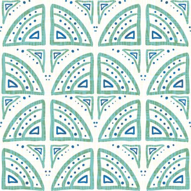 Batik boya stili deniztarağı desenli. Folk azulejo tarzında, suluboya tuval dokusunda naif karalama şekilleri. Kumaş baskı efekti harmanlanmış tasarım. Her tarafı mavi, deniz mavisi, beyaz geometrik.