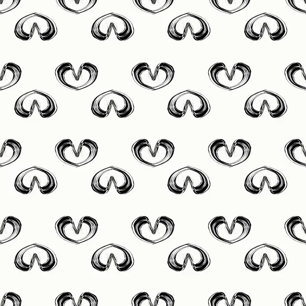 Coeurs Noirs Style Grunge Fond Motif Vectoriel Sans Couture Valentine — Image vectorielle