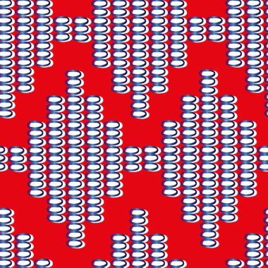 Dikiş efekti vektörsüz desen. Elle çizilmiş elmaslar arka planı şekillendirir. Kırmızı, mavi, beyaz eşkenar dörtgen. Gradyan dokusu. Halk sanatı stili nakış dikme geometrik tekrarlama