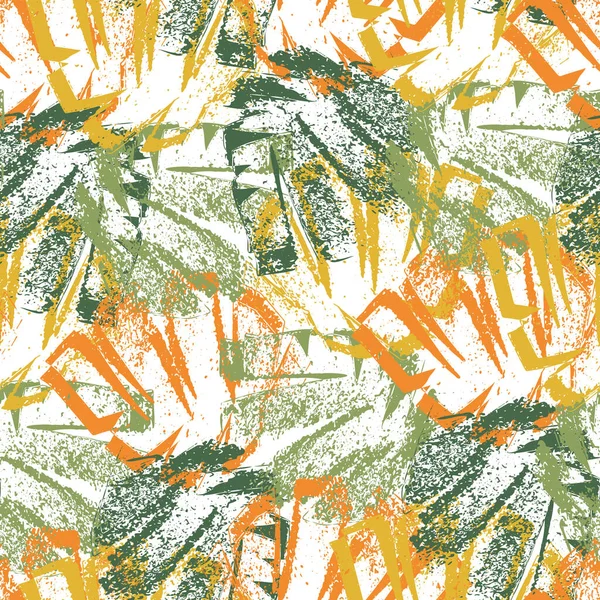 Abstract Painterly Graffiti Spray Paint Style Leaves Seamless Vector Pattern Stok Vektör