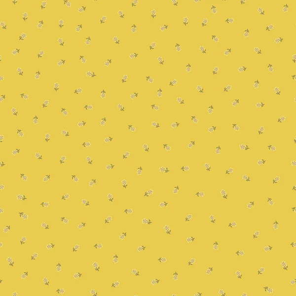Ditzy Buttercup Vector Seamless Pattern Background Hand Drawn Tiny Yellow — Vetor de Stock