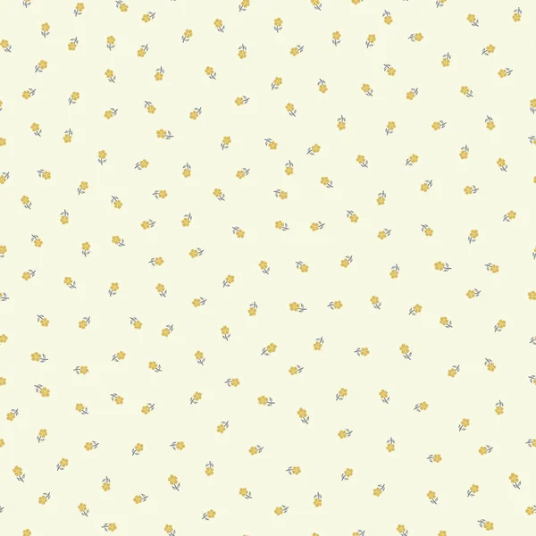 Ditzy Buttercup Vector Seamless Pattern Background Hand Drawn Tiny Yellow —  Vetores de Stock