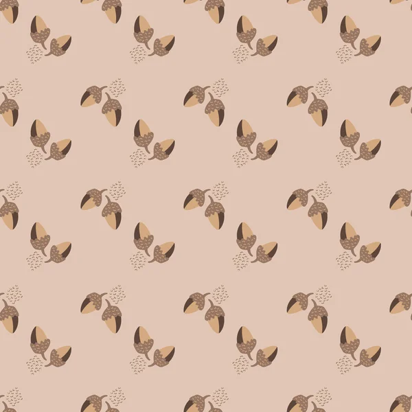 Современный Дубовый Листовой Желудь Вектор Бесшовный Фон Ручные Группы Листьев — стоковый вектор