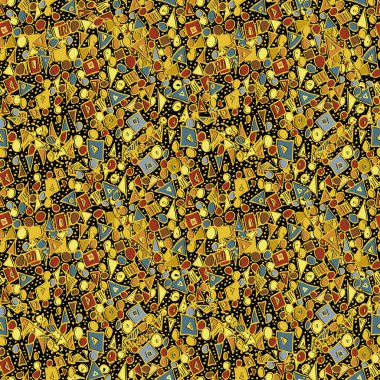 Gold black red mosaic vector seamless pattern background. Medieval style inlaid jewel effect dense textured backdrop. Hand-drawn irregular shapes design Vintage all over print texture for celebration.