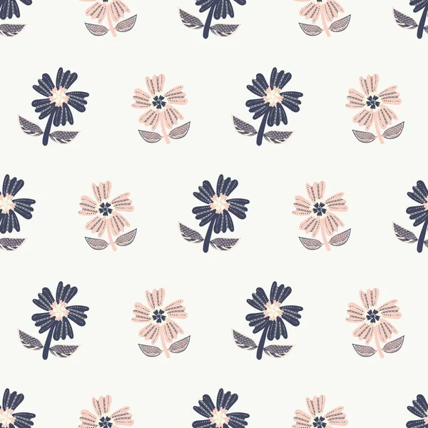 Abstract Wildflower Vector Seamless Pattern Background Modern Folk Art Stitch — ストックベクタ