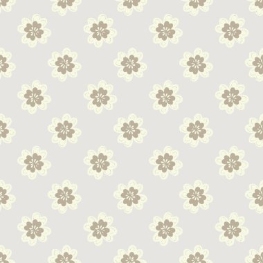 Abstract daisy flower vector seamless pattern background. Modern folk art stitch effect style ecru beige white florals backdrop. Botanical design.Garden meadow flowers gender neutral repeat for baby.