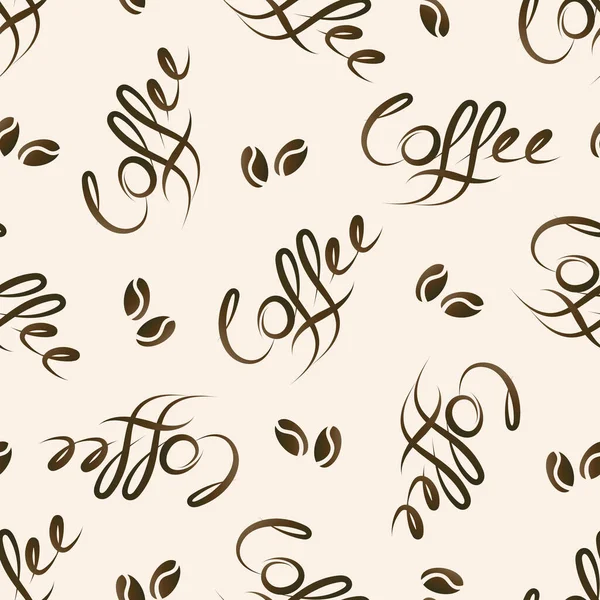 Handgezeichnete Vektorkalligrafie Und Einzigartiger Pinselstift Schriftzug Wort Kaffee Nahtloser Hintergrund — Stockvektor
