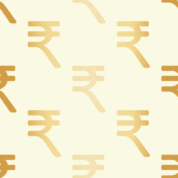 Indian Rupee Symbol Vector Pattern Seamless Background Gold Foil Effect — Stock Vector